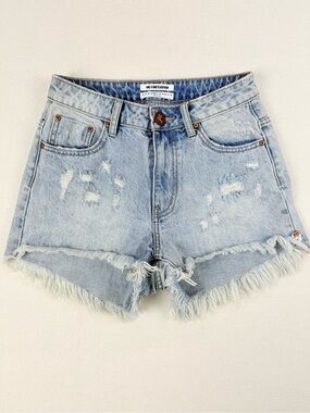 One x One Teaspoon Distressed Denim Cutoff Shorts High Rise Frayed Festival